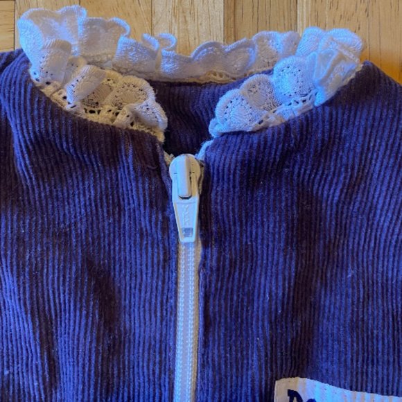 Vintage Purple Corduroy Toddler Jumpsuit, Toddler Onsie, Zip up Romper 12 months - Picture 4 of 7